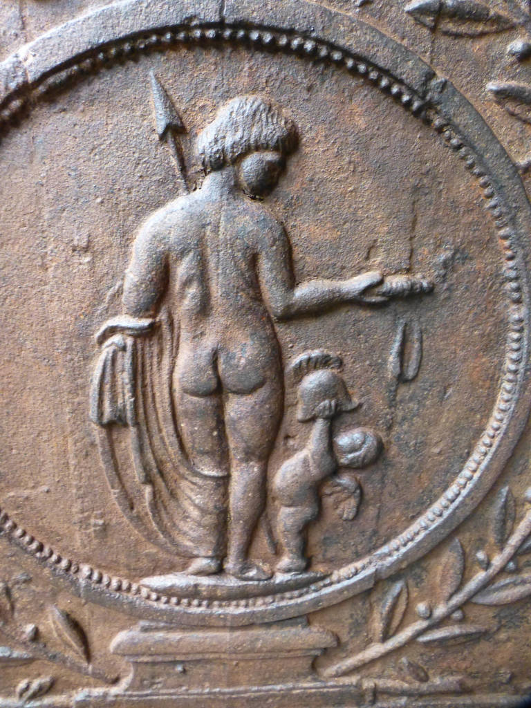 French 19th Century Minerva and Cupid Fireback