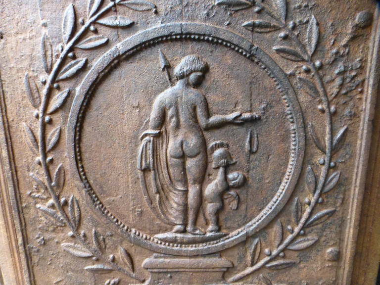 Neoclassical 19th Century Minerva and Cupid Fireback