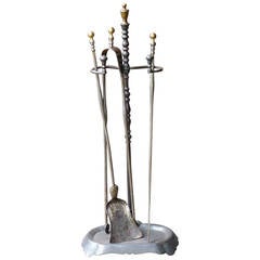 19th Century French Fireplace Tool Set - Fire Tool Set and Stand
