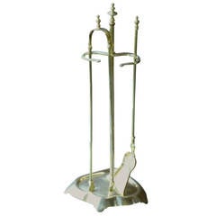Vintage 20th Century Brass Fireplace Tool Set