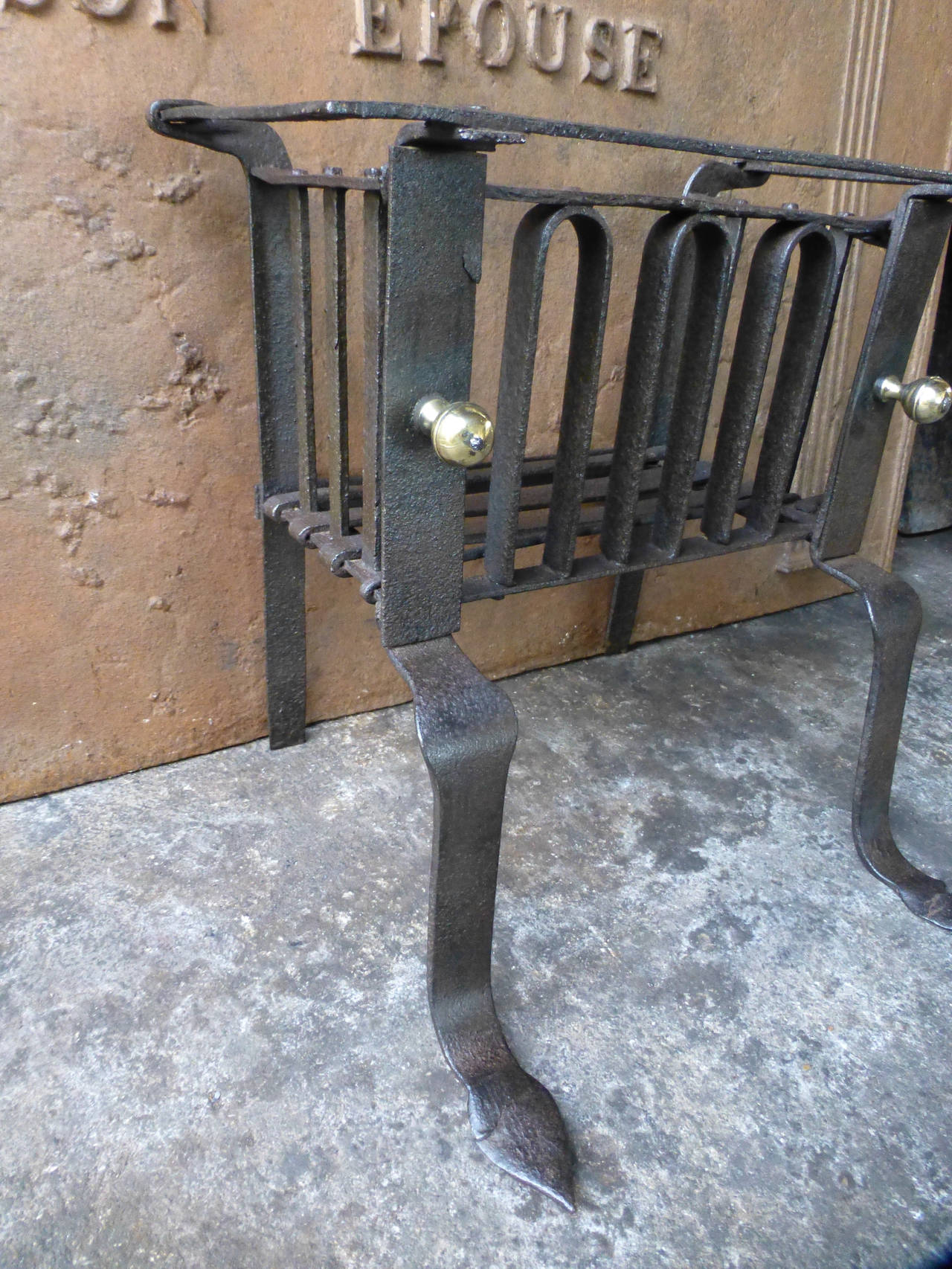 Forged 18th Century Dutch Wrought Iron Fireplace Basket, Fire Basket