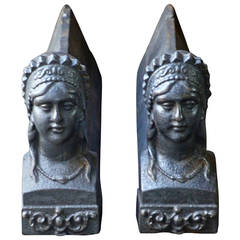French Marianne Andirons, Firedogs