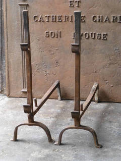 17th Century Large Gothic Andirons, Firedogs