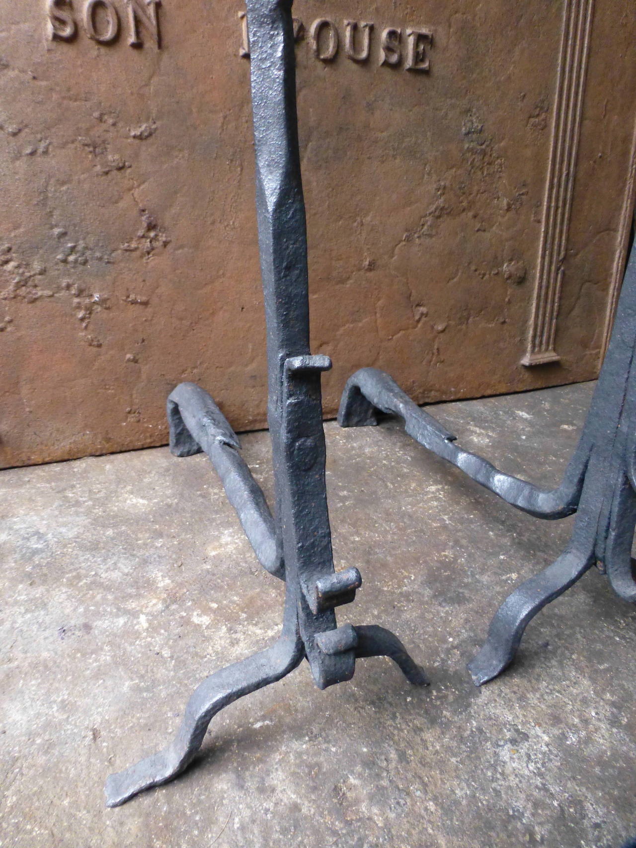 Gothic 17th Century French Cupdogs, Andirons For Sale