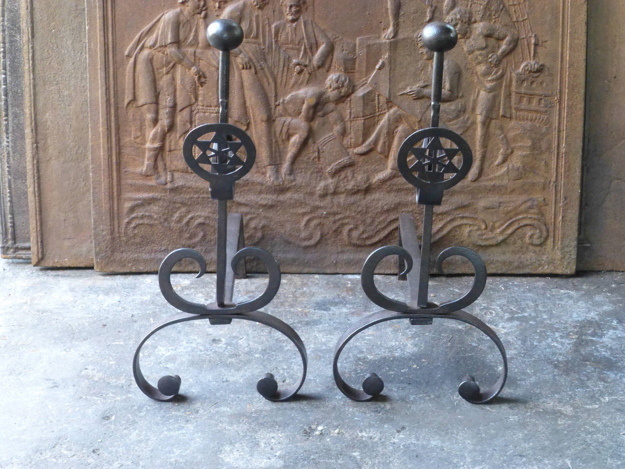 19th Century French Napoleon III andirons made of wrought iron. They are in a good condition.