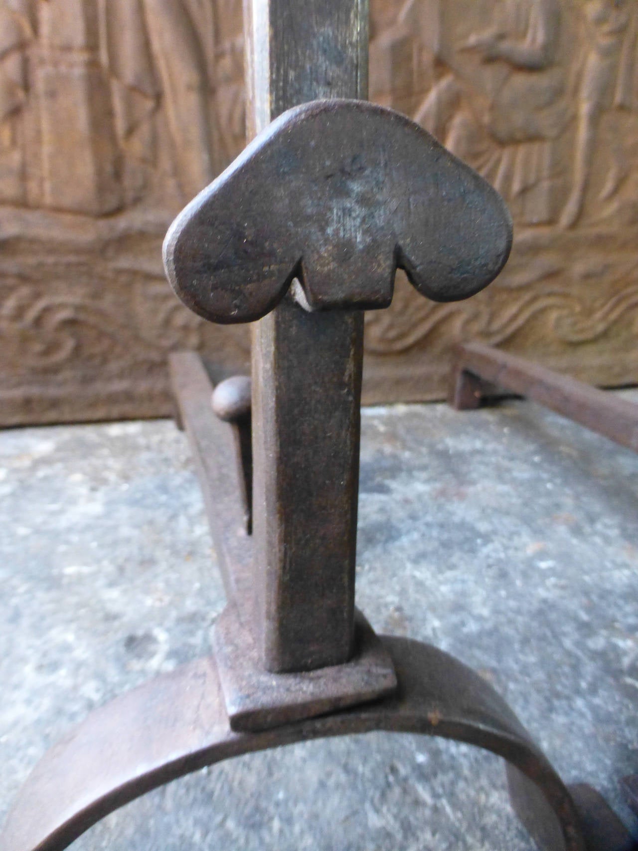 Wrought Iron Andirons, Cupdogs In Good Condition In Amerongen, NL