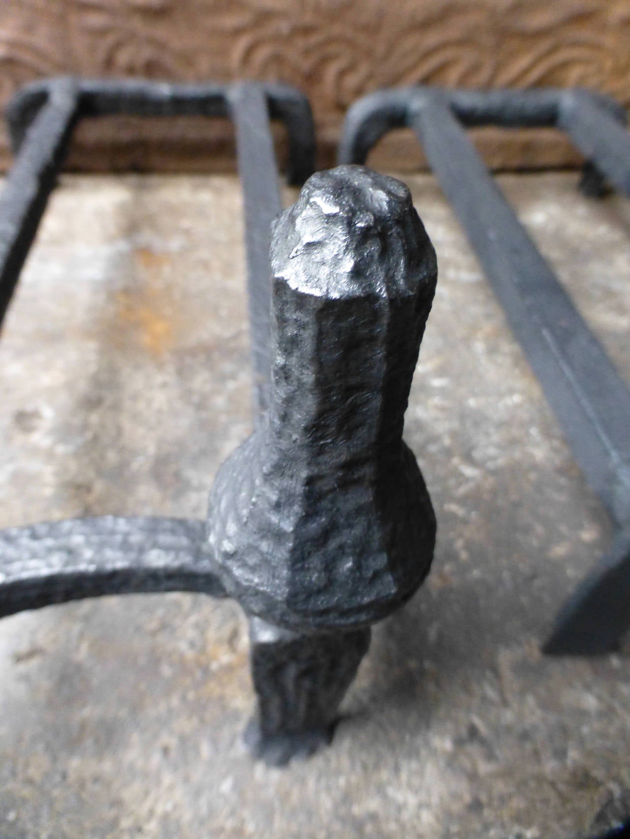 18th Century Wrought Iron Andirons, Firedogs 2