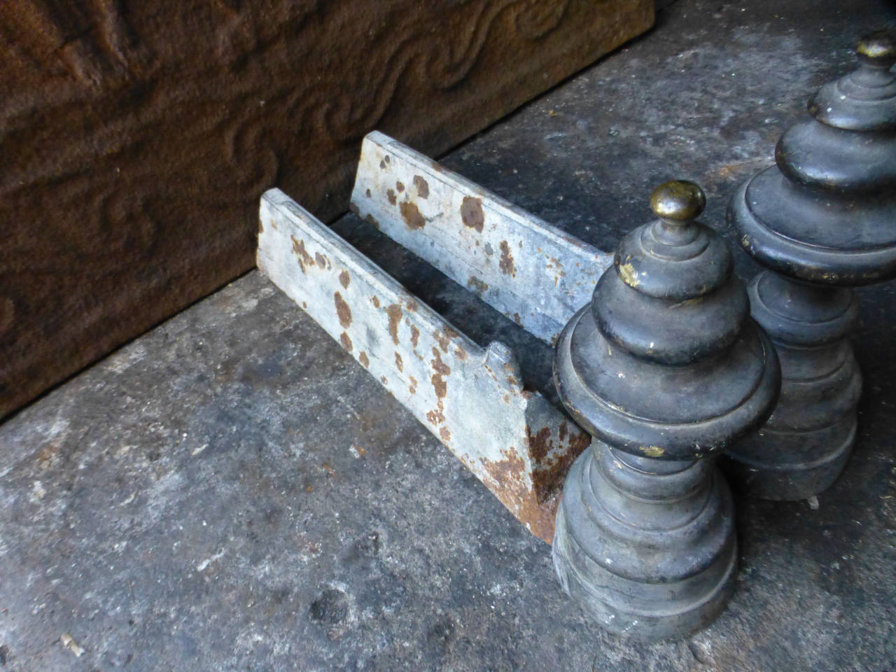 20th Century Brass French Andirons, Firedogs