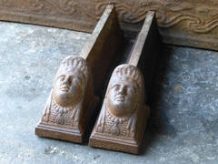 19th Century French Empire Andirons, Firedogs