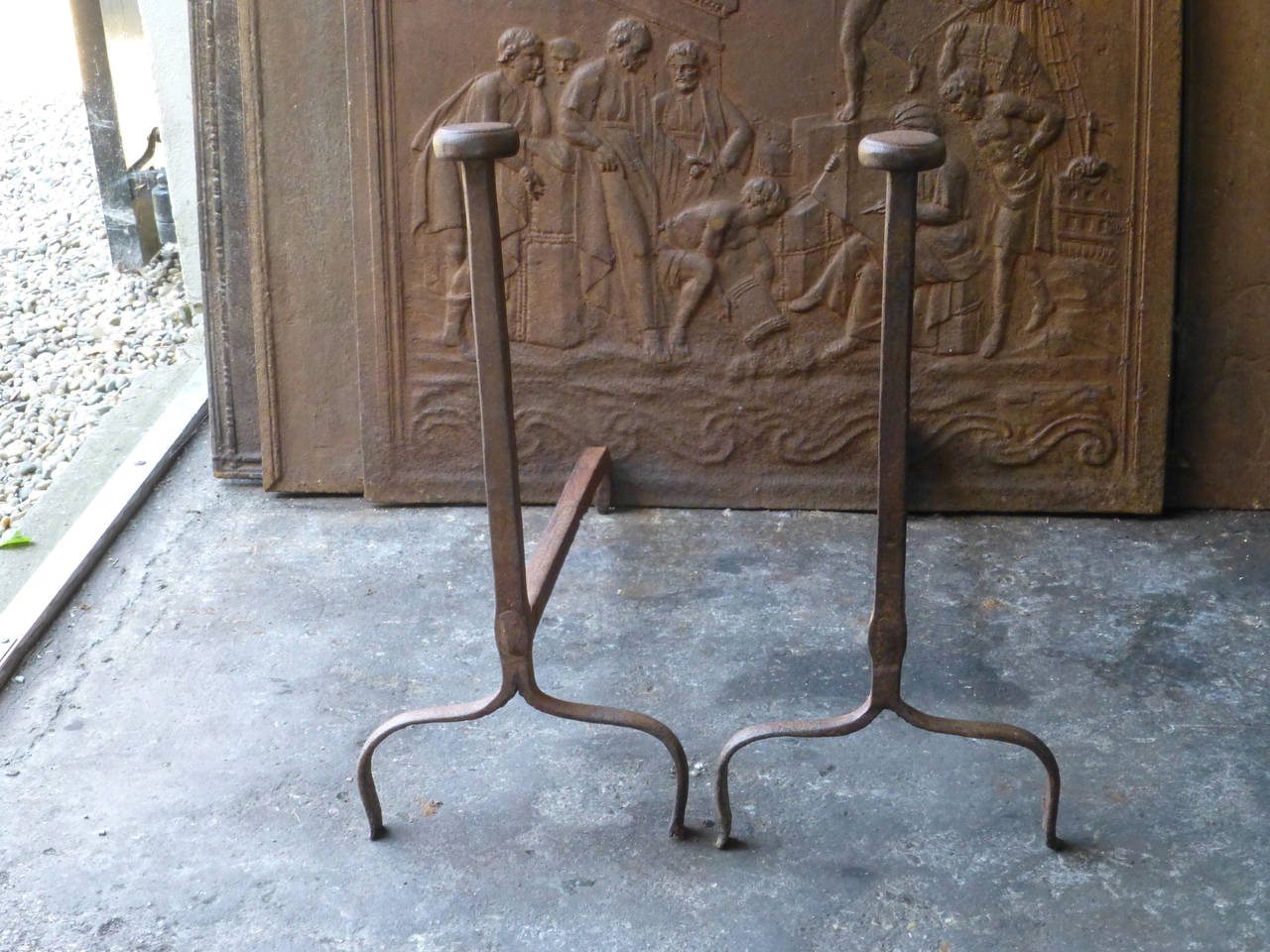 Large 18th Century French Andirons, Firedogs. Louis XV period. The condition is good.