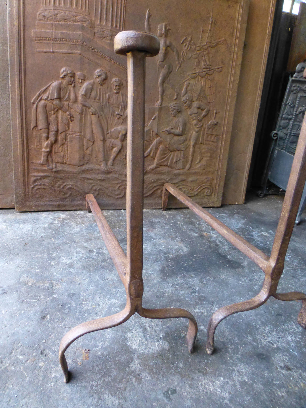 Louis XV Large 18th Century French Andirons, Firedogs For Sale
