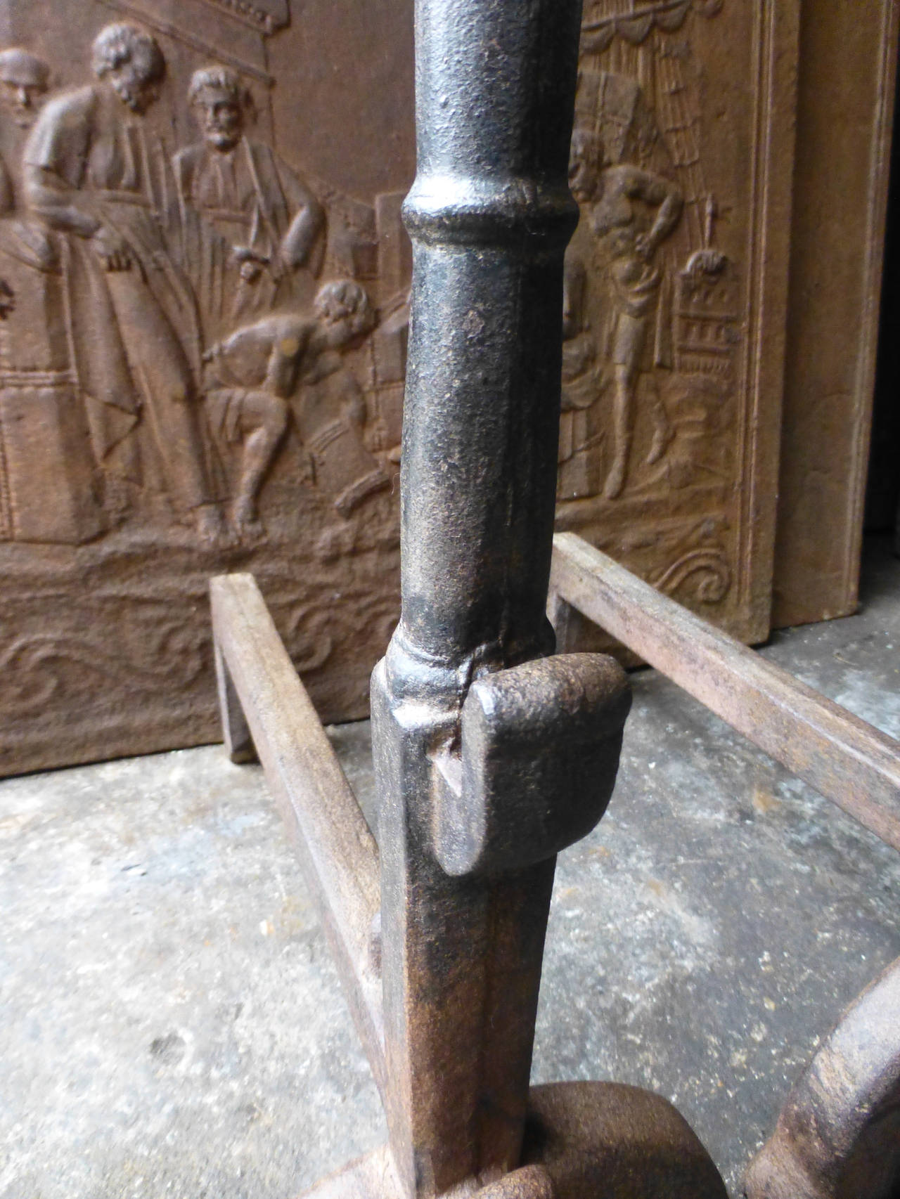 French Cast Iron Andirons, Cupdogs 1