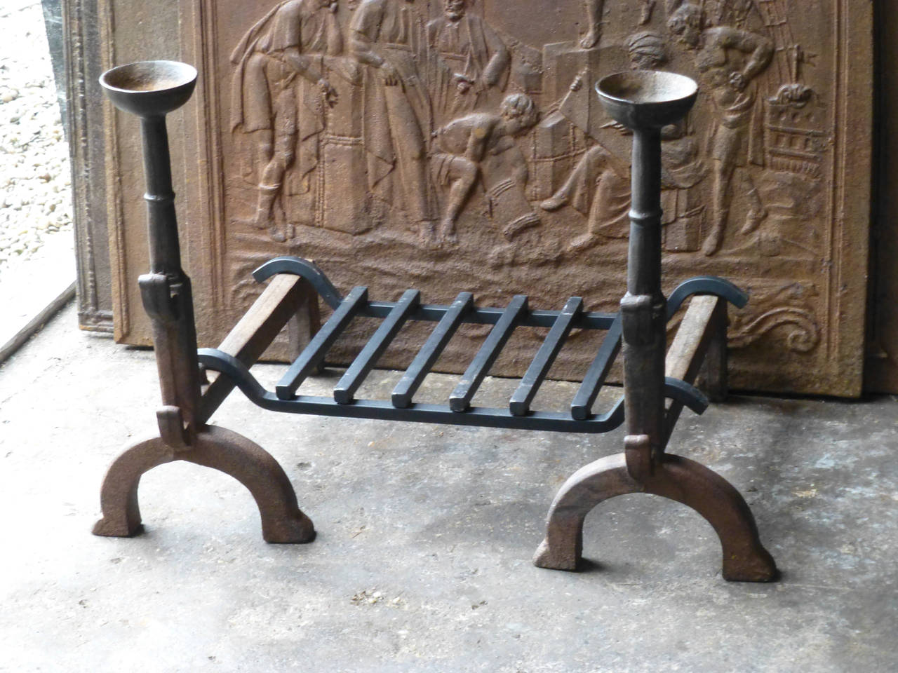 French Cast Iron Andirons, Cupdogs 5