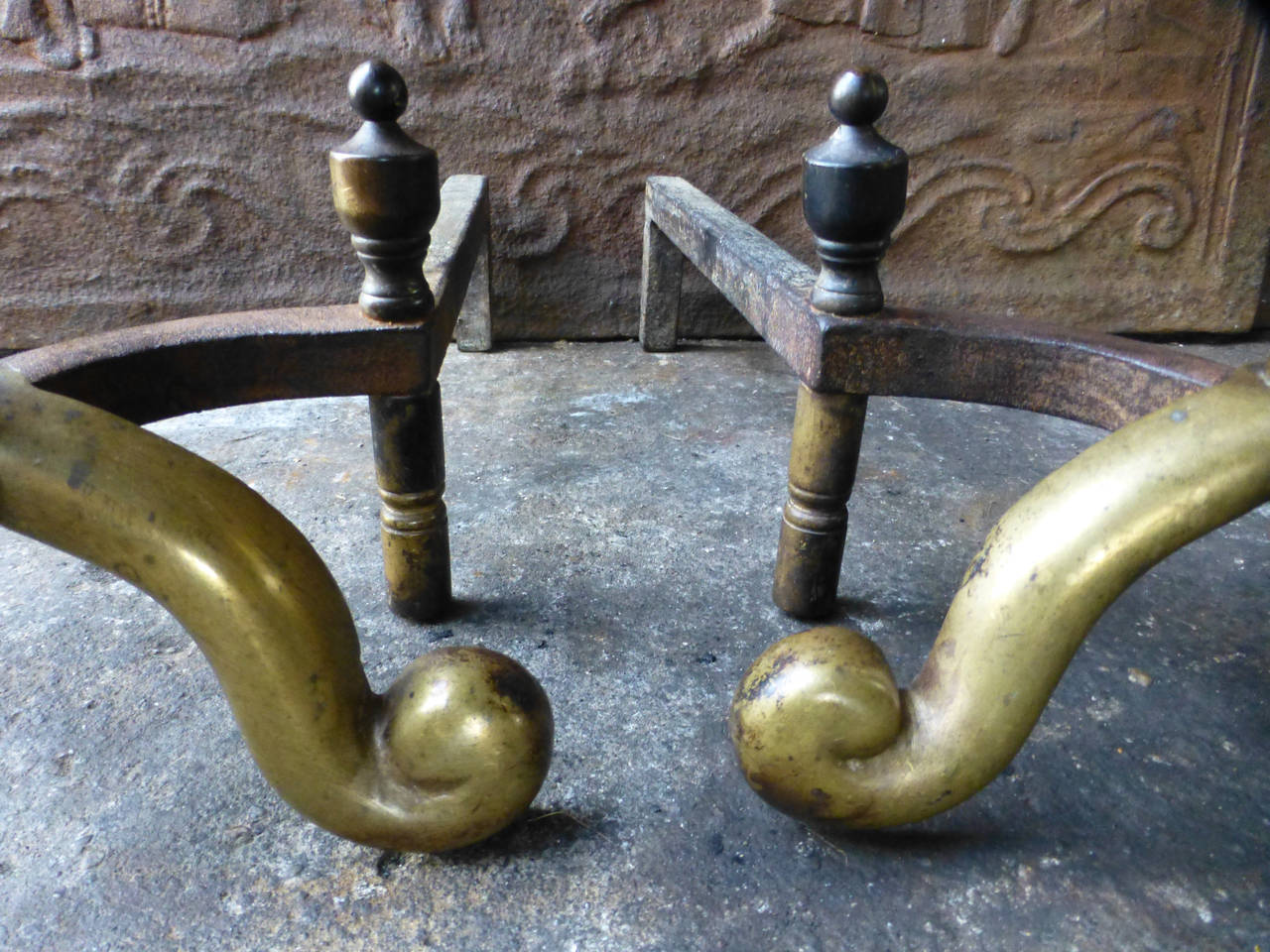 French Brass Andirons, Firedogs 2