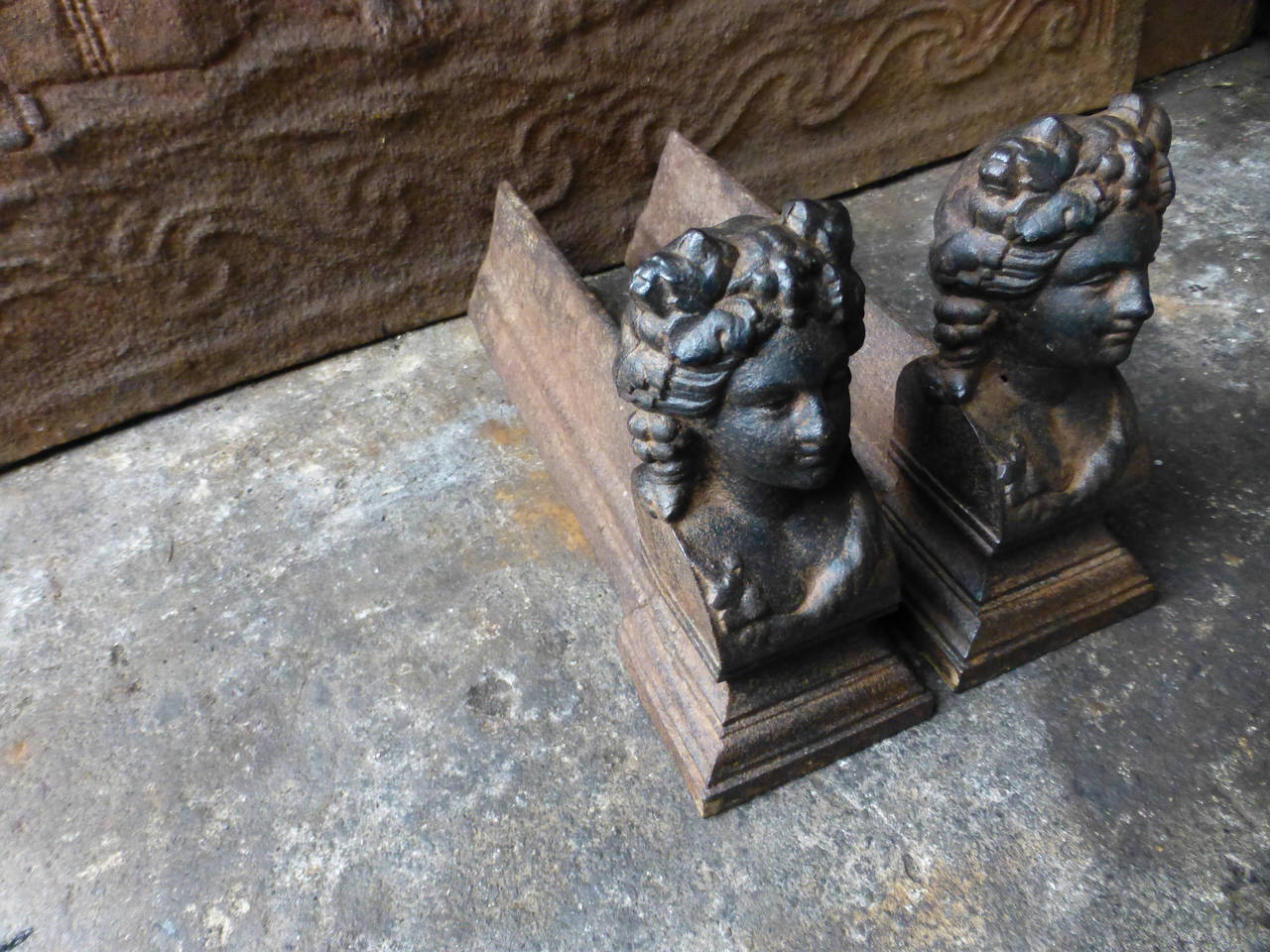 French Bacchante Andirons, Firedogs In Good Condition In Amerongen, NL
