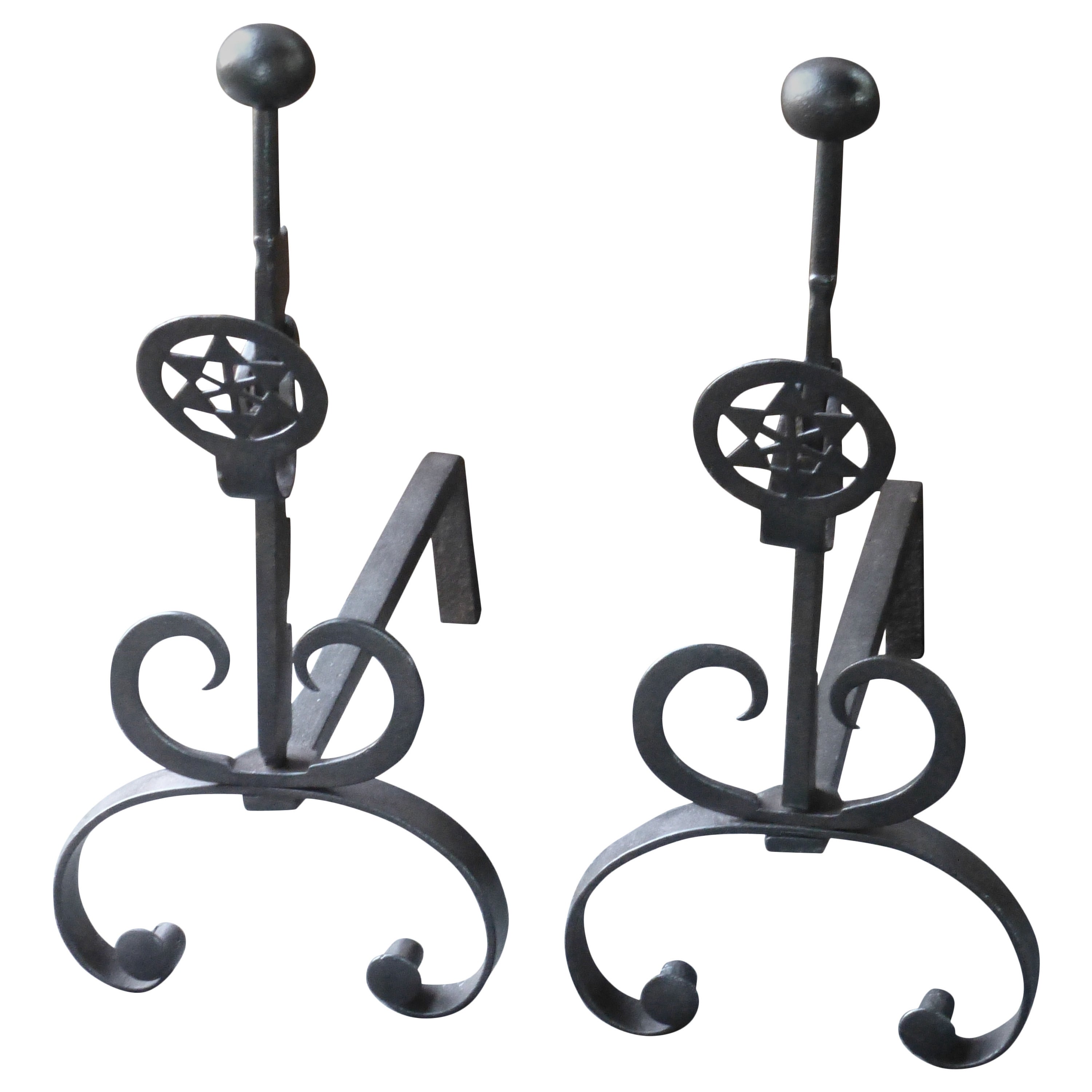 19th Century French Napoleon III Andirons, Fire dogs For Sale