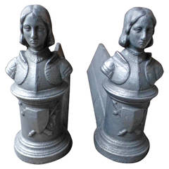 Vintage Joan of Arc Andirons, Firedogs
