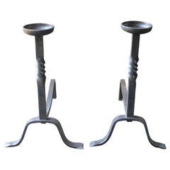Wrought Iron Andirons, Cupdogs
