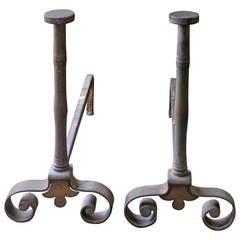 19th Century Large French Andirons, Firedogs 19th Century Large French Andirons, Firedogs