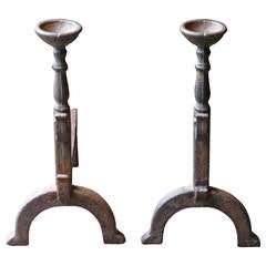 18th-19th Century French Andirons, Cupdogs