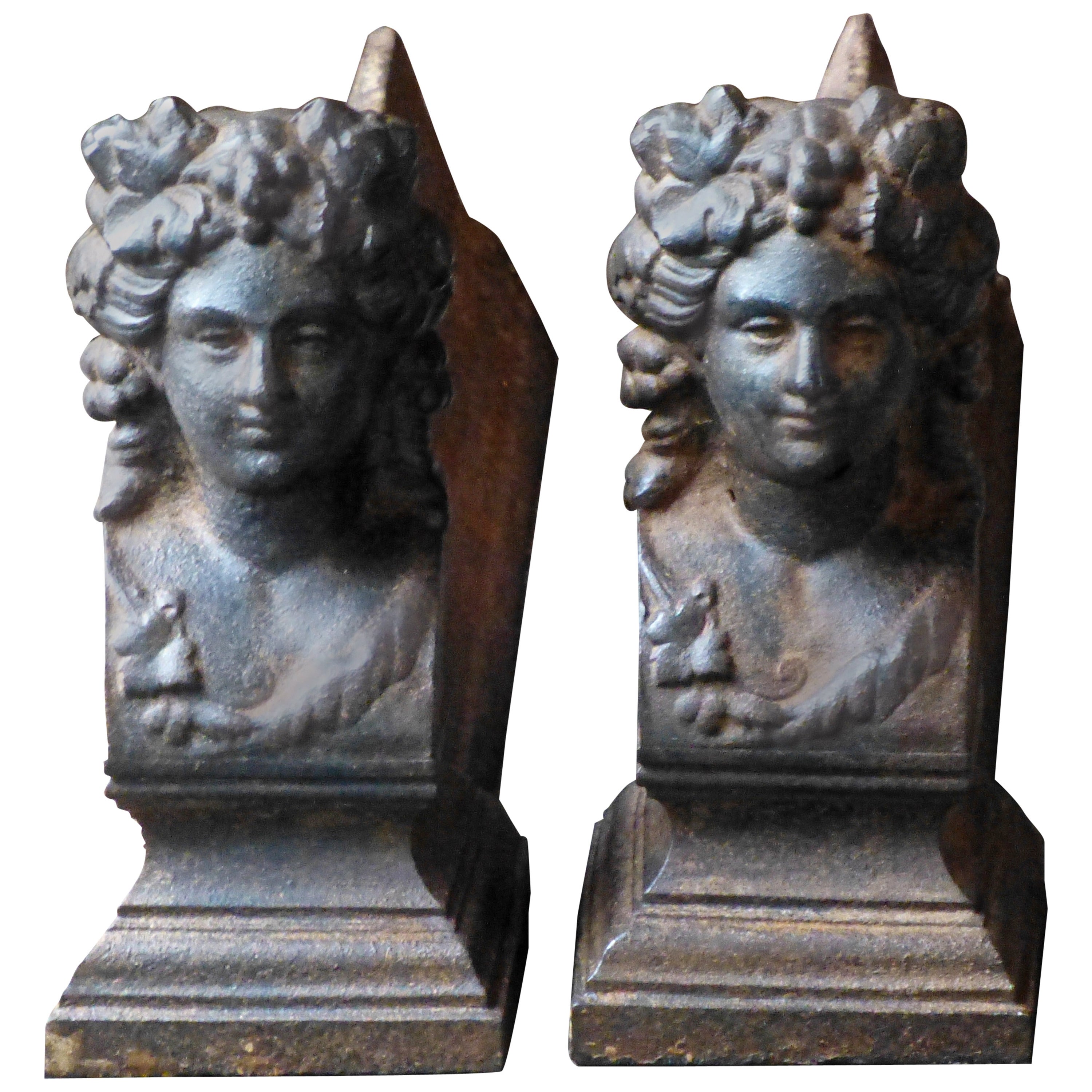 French Bacchante Andirons, Firedogs