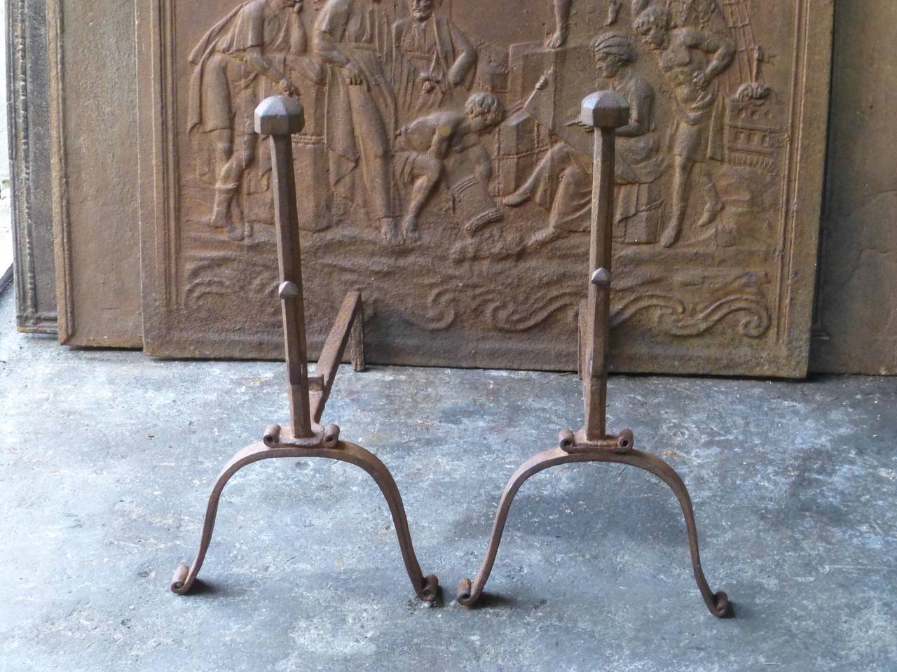 Louis XV 18th Century French Andirons, Firedogs For Sale