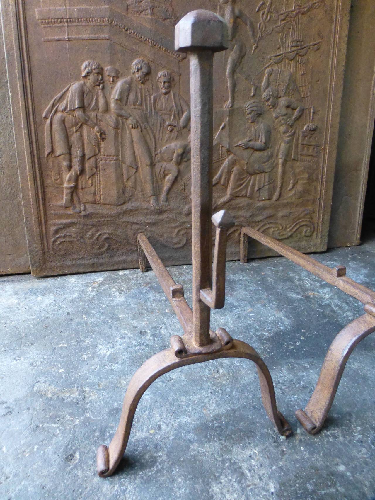 18th Century French Andirons, Firedogs In Good Condition For Sale In Amerongen, NL