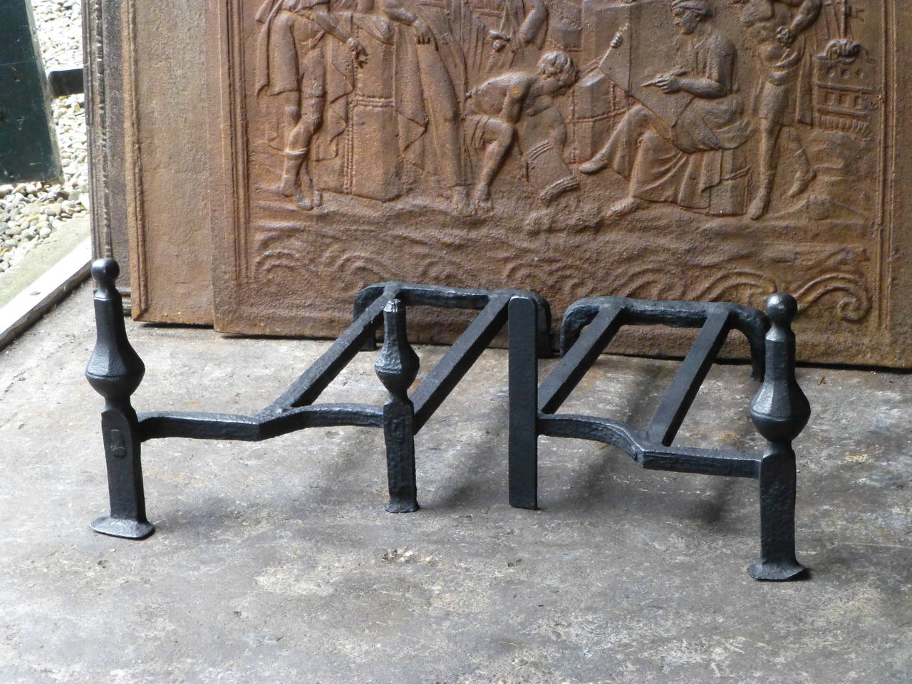 French 18th Century Wrought Iron Andirons, Firedogs