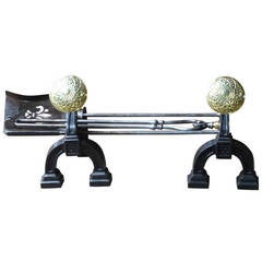 Antique 19th Century English Fireplace Tool Set and Stand