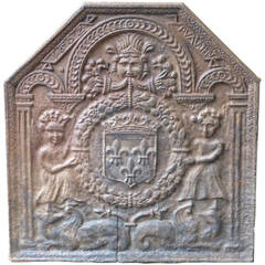 17th Century Arms Of France Fireback Dated 1602