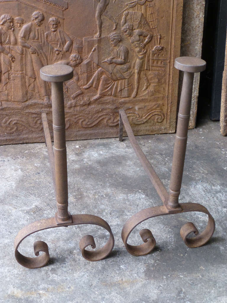 20th Century 20th C. French Andirons, Firedogs For Sale