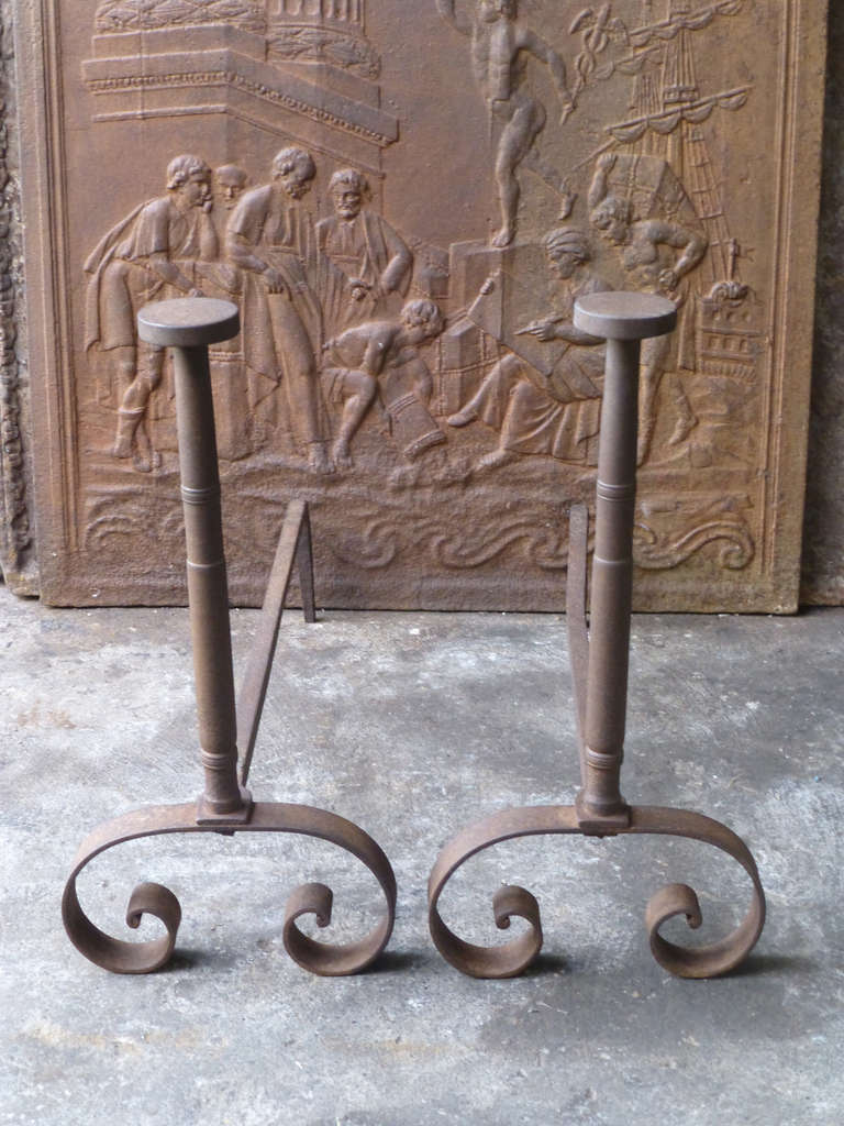 20th C. French Andirons, Firedogs In Good Condition For Sale In Amerongen, NL