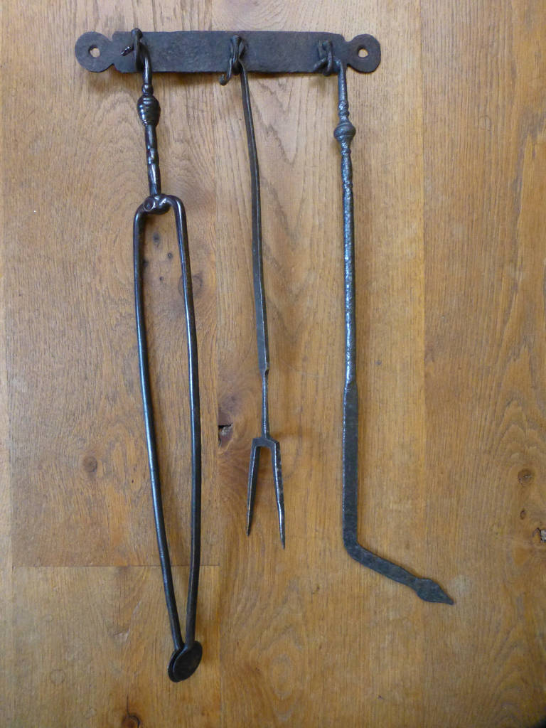 18/19th Century Fireplace Tool Set and Hanger