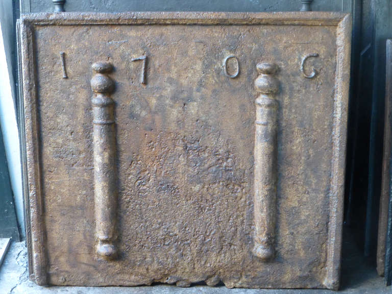 18th Century Pillars of Hercules Fireback Dated 1706