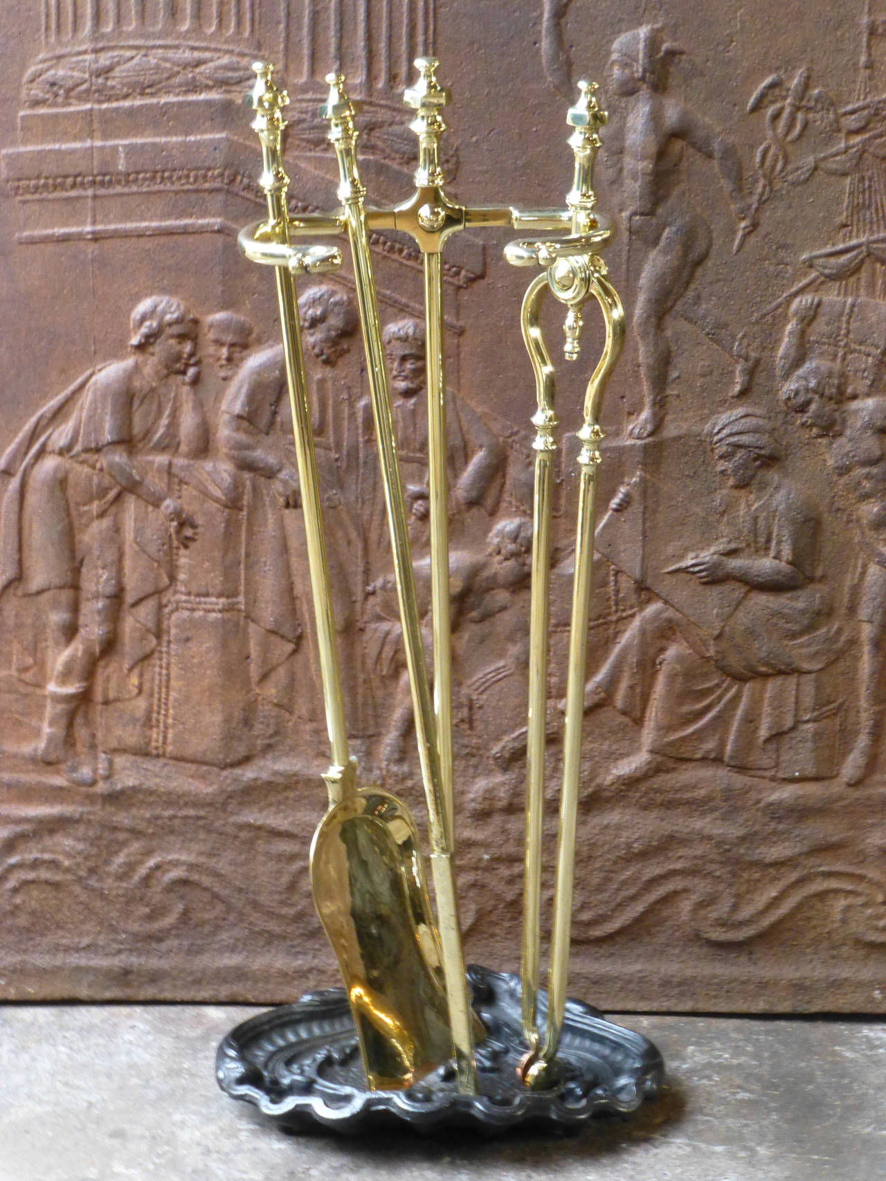 19th Century French Fireplace Tool Set and Stand