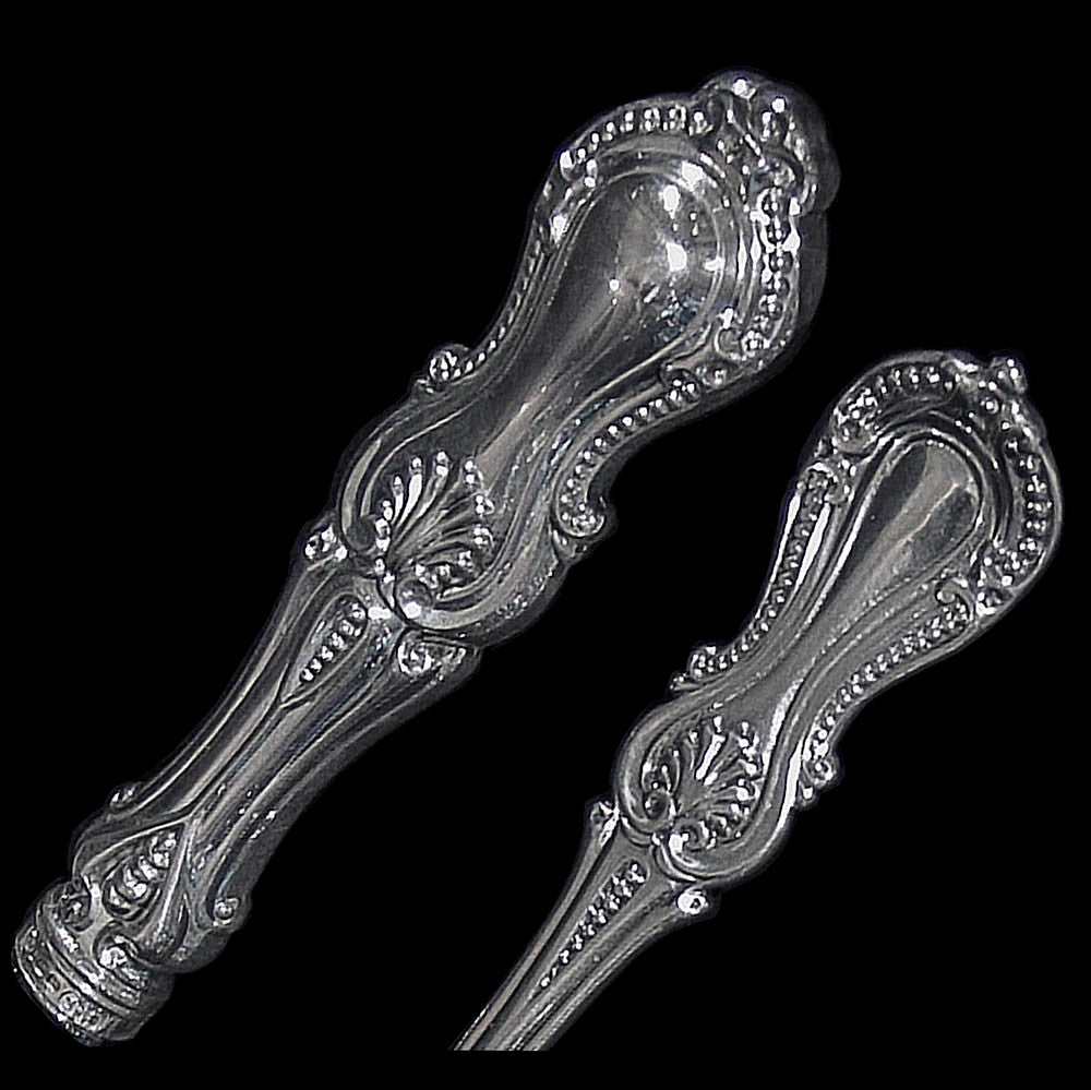 High Victorian Antique Victorian Sterling Silver Flatware by Frederick Elkington, England 1880 For Sale