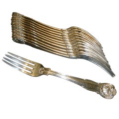 Flatware Antique Silver, Twelve Kings Husk Forks 12