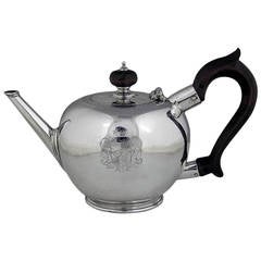 Antique English Geo I Sterling Silver Bullet Teapot