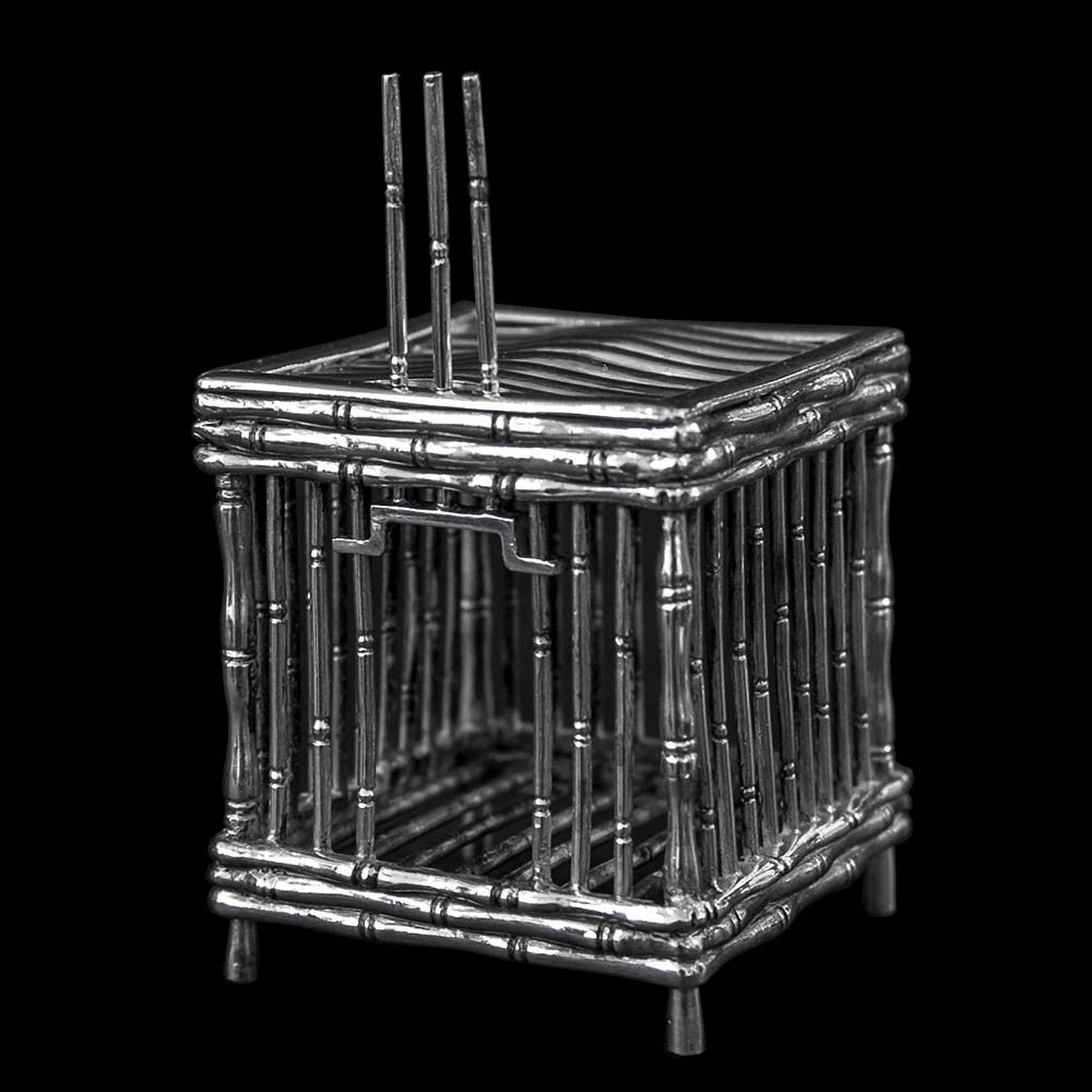 Antique Chinese Export Silver Bird Cage In Excellent Condition For Sale In London, GB