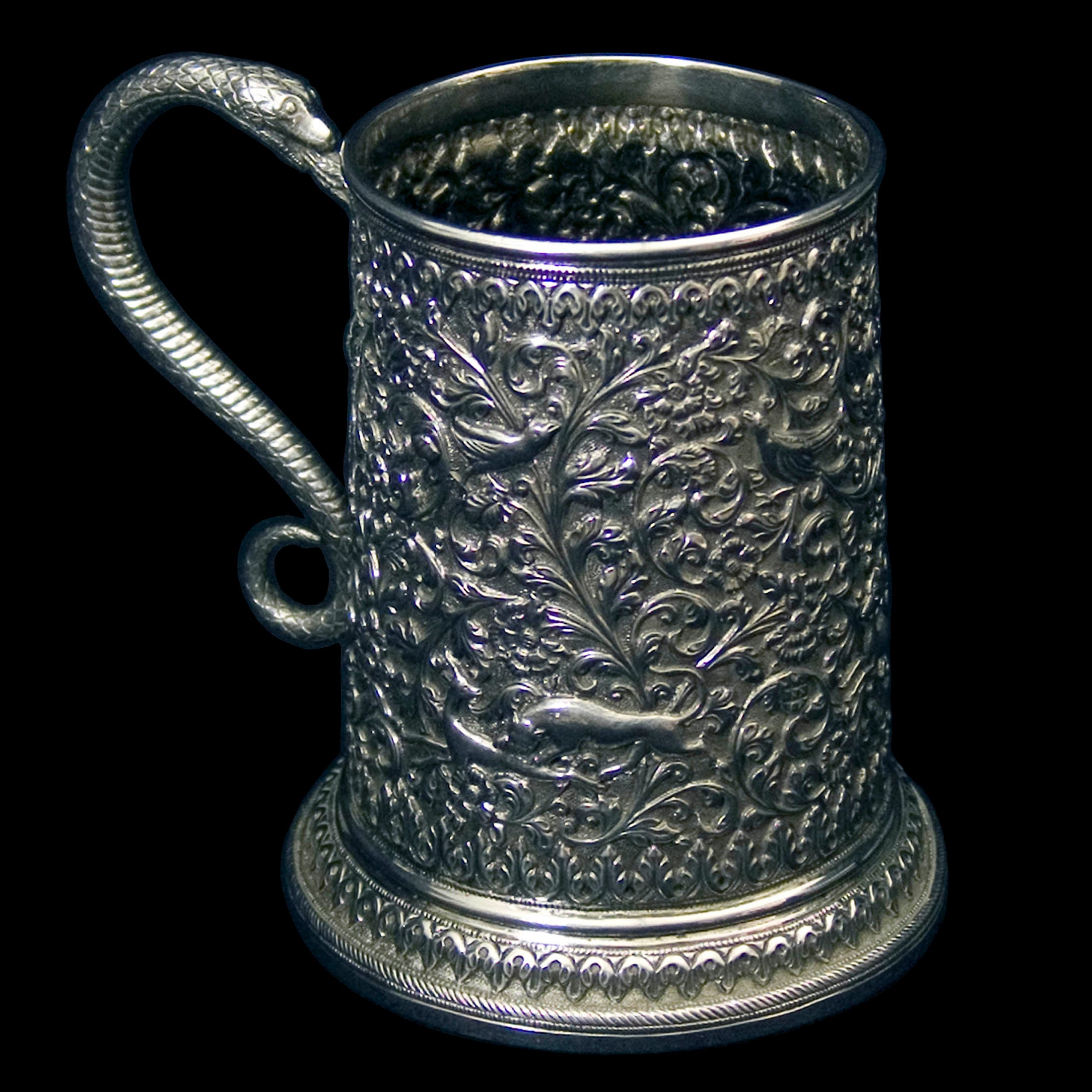 Oomersee Mawji Antique Indian Silver Tankard For Sale