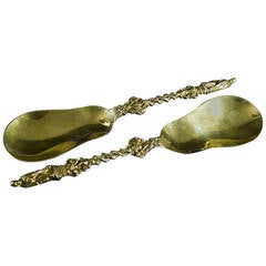 Antique English Silver Gilt Serving Spoons