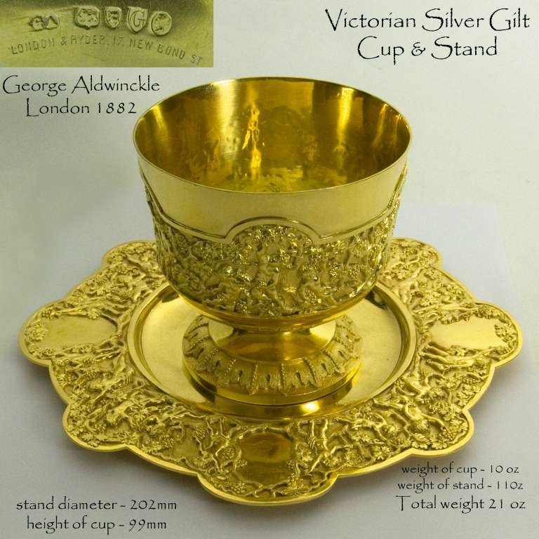 English Antique Silver Gilt Cup on Stand For Sale