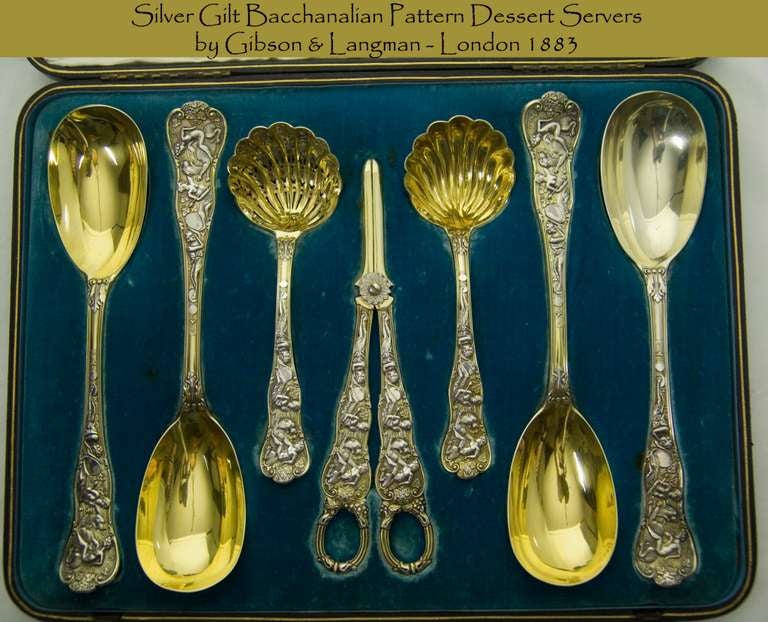 Antique Silver Gilt Dessert Servers