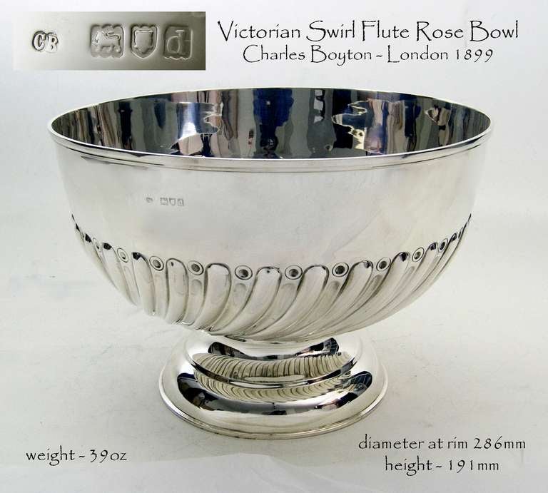 English Antique Silver Rose Bowl
