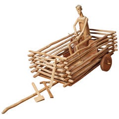 Vintage Woodcarving of a Death Cart