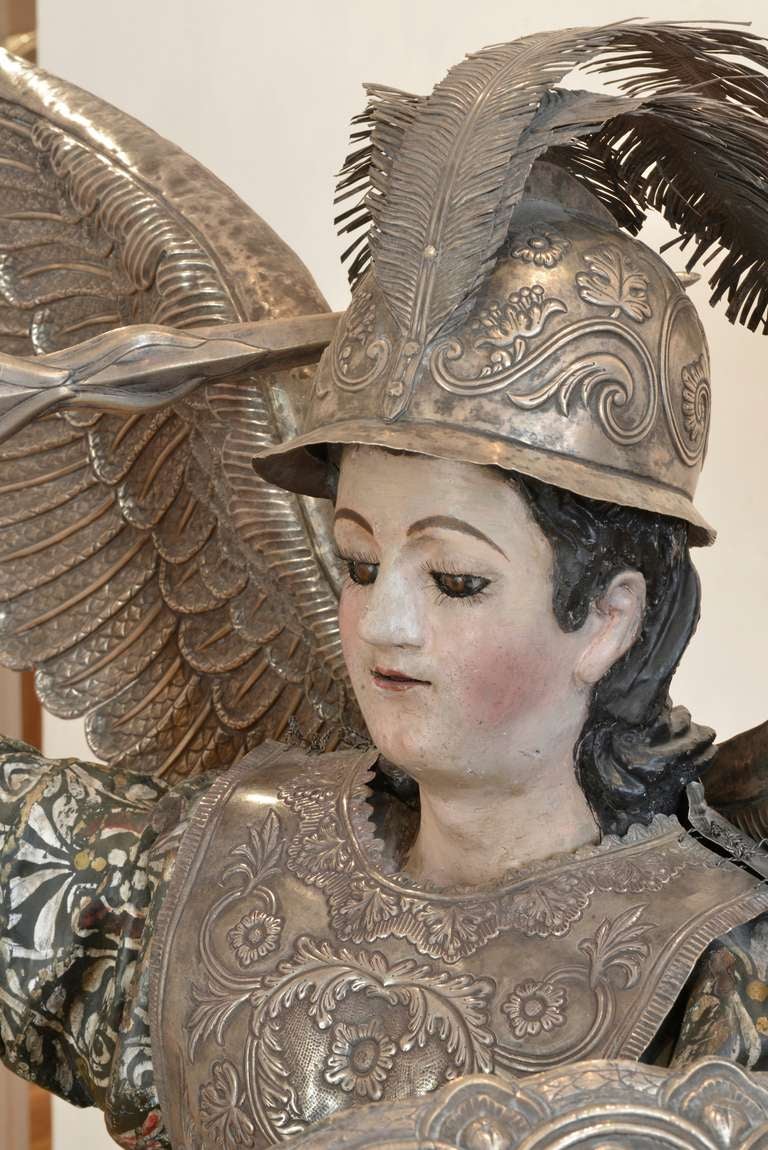 Polychromed Bolivian Archangel St. Michael Sculpture