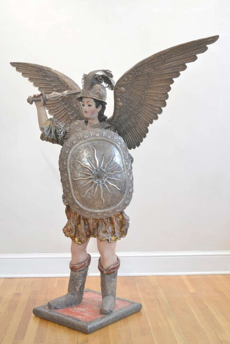 Bolivian Archangel St. Michael Sculpture In Good Condition In Santa Fe, NM