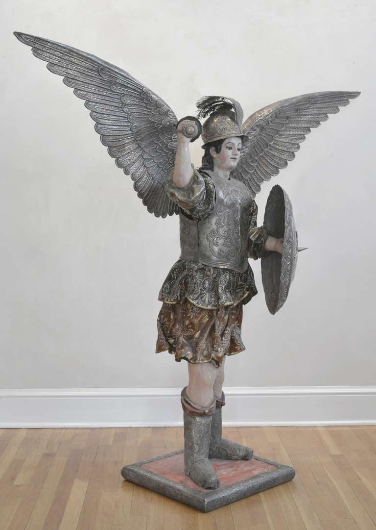 18th Century and Earlier Bolivian Archangel St. Michael Sculpture