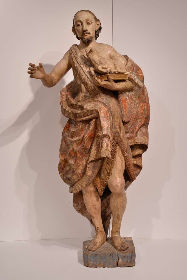 Life-size Sculpture of St. John the Baptist In Fair Condition In Santa Fe, NM