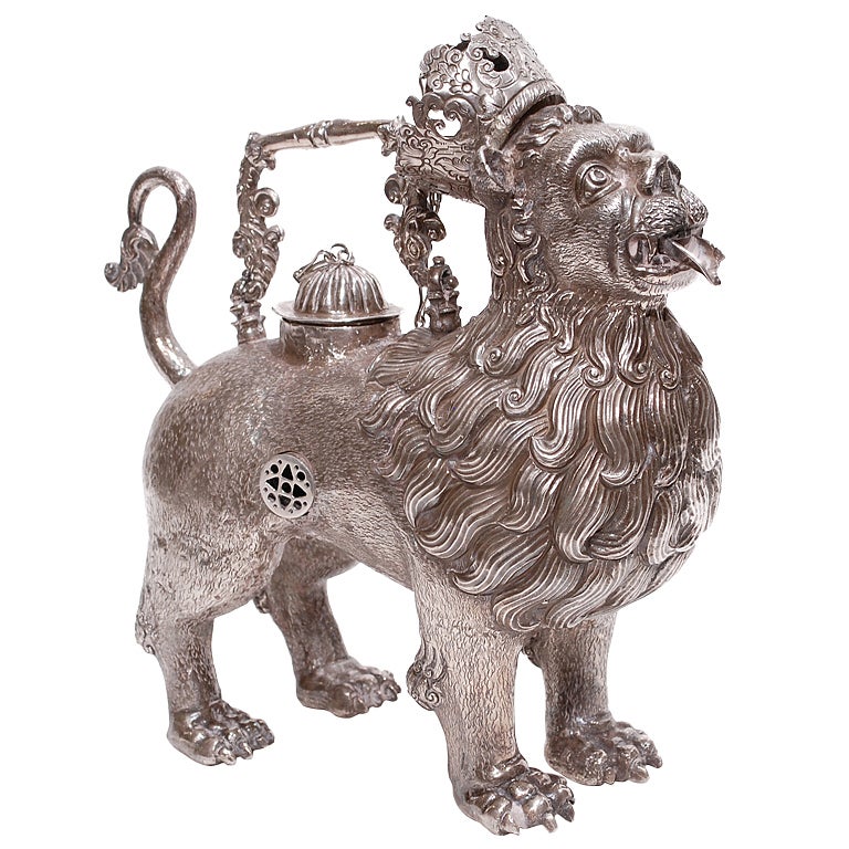 19th Century Lion Aquamanile from Peru
